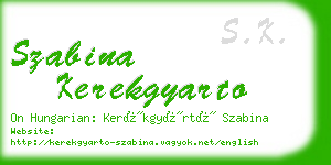 szabina kerekgyarto business card